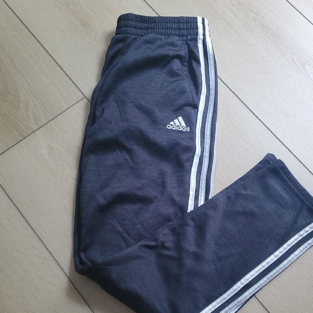 Adidas Kids Charcoal Joggers with White Stripes
